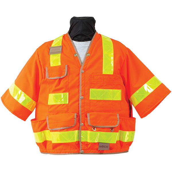 Hoge blootstelling grond Groot universum 8368 Safety Utility Vest, ANSI/ISEA Class 3 - XXXL (60-62) - Flo Orange -  SECO Manufacturing
